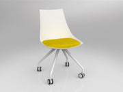 Luna Chair with Castor Base White Bumblebee Yellow