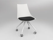 Luna Chair with Castor Base White BLack PU