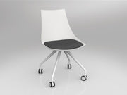 Luna Chair with Castor Base White Charcoal Grey