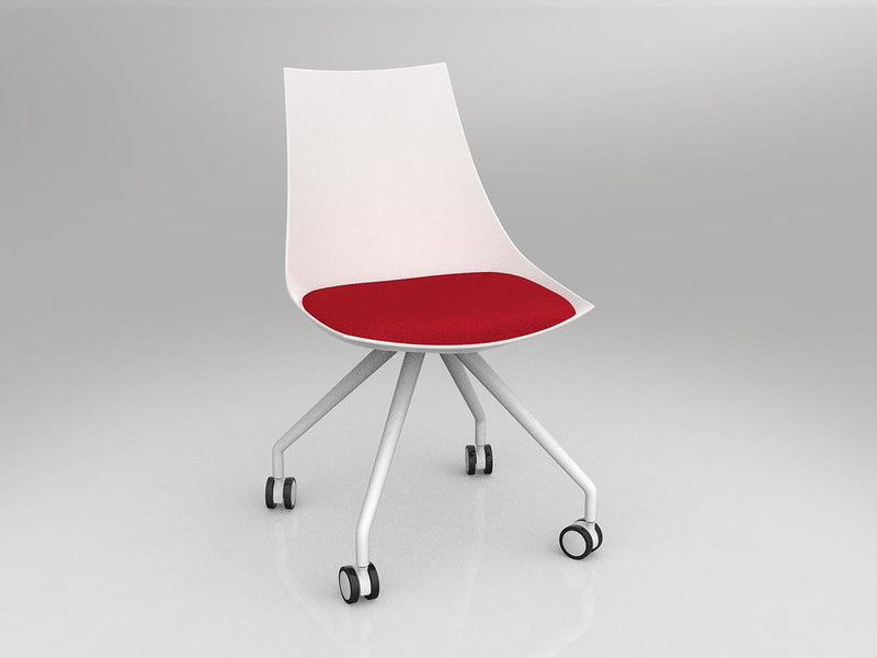 Luna Chair with Castor Base White Chilli Red