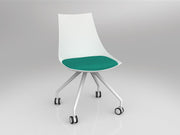 Luna Chair with Castor Base White Emerald Green
