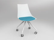 Luna Chair with Castor Base White Ice Blue