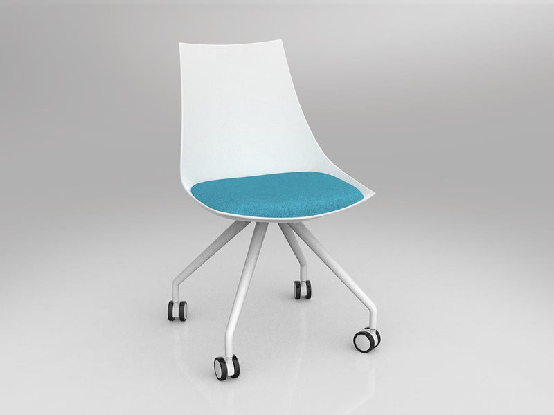 Luna Chair with Castor Base White Ice Blue