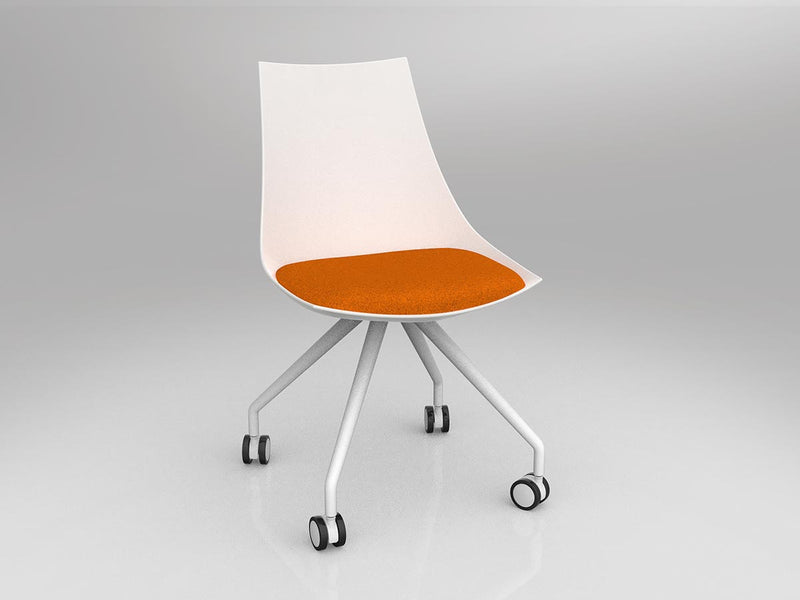Luna Chair with Castor Base White Sunset Orange