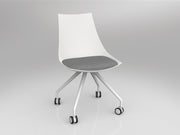 Luna Chair with Castor Base White Stone Grey