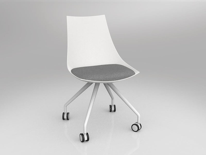 Luna Chair with Castor Base White Stone Grey