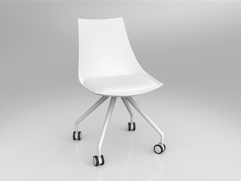 Luna Chair with Castor Base White White PU