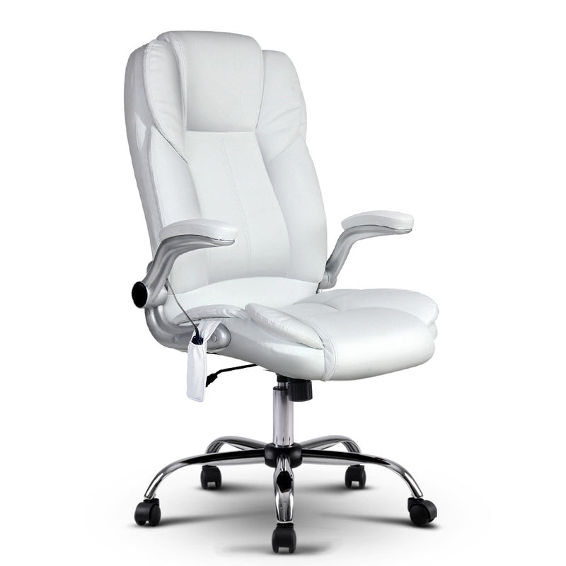 Artiss 8 Point Massage Office Chair White