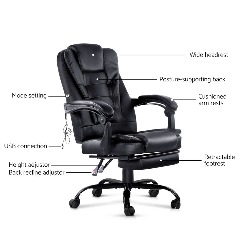 Artiss Monty Massage Office Chair - Black