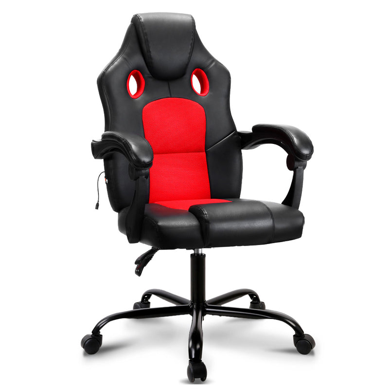 Artiss Khir Massage Gaming Chair - Red
