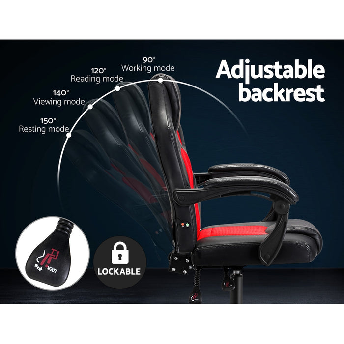 Artiss Khir Massage Gaming Chair - Red
