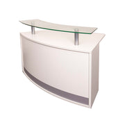 Rapidline Modular Reception Counter 1339mm W x 872mm D x 935mm H (Glass Top) Natural White