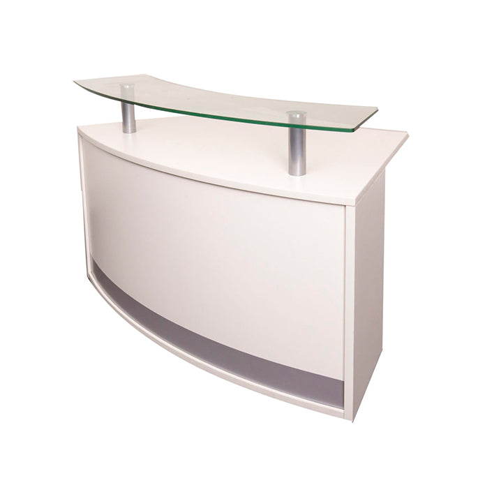 Rapidline Modular Reception Counter 1339mm W x 872mm D x 935mm H (Glass Top) Natural White