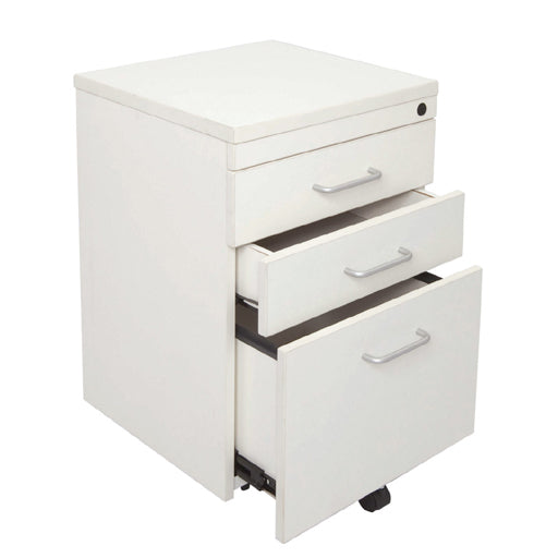 Rapidline Span Mobile Pedestal with 2 Personal and 1 File Drawer Natural White