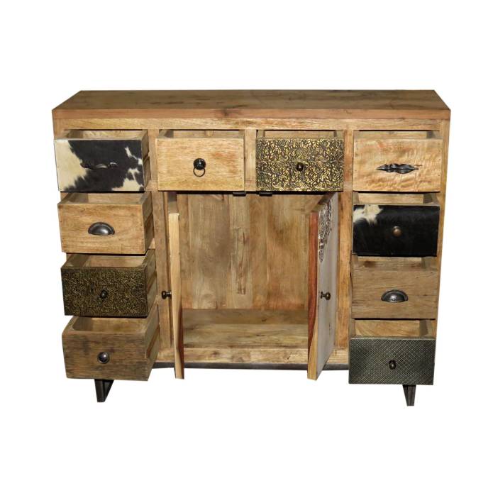 Cowhide Patchwork Chest Of Drawers