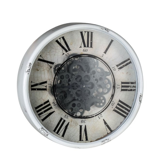 Round Mirror Wall Clock With Moving 3D Mechanism