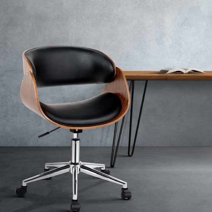 Artiss Wooden & PU Leather Office Desk Chair