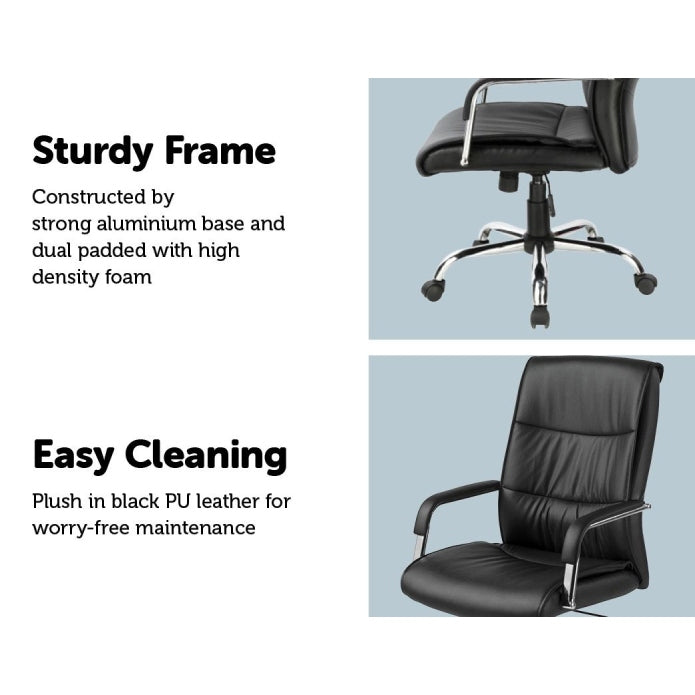 PU Leather Ergonomic Office Chair Executive Padded Black