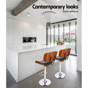 Artiss Set of 2 Wooden Bar Stools Bar Stool Kitchen Chair Dining Pad Gas Lift