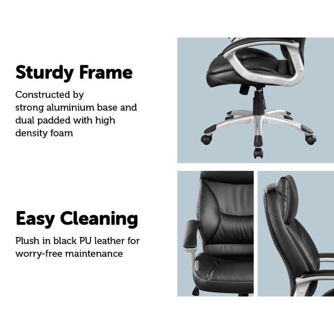 PU Leather Ergonomic Office Chair Executive Padded Black