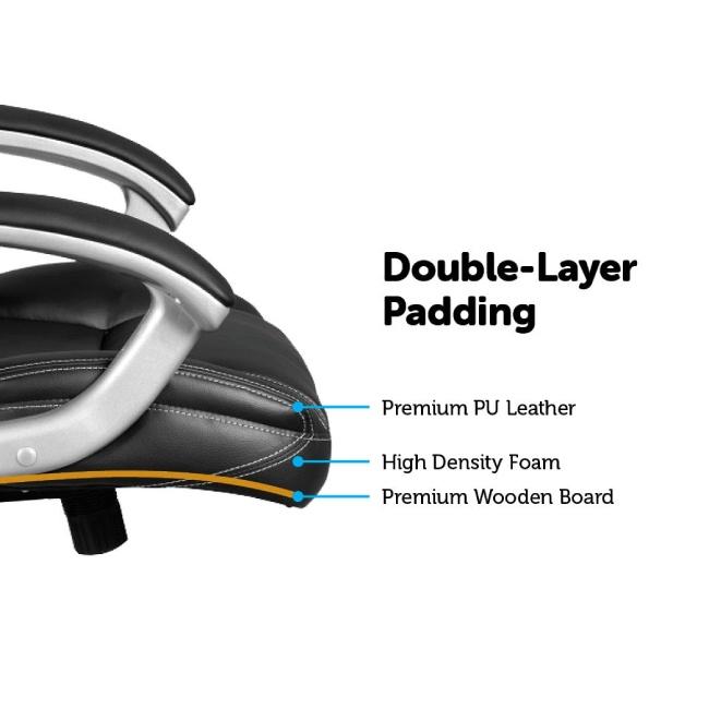 PU Leather Ergonomic Office Chair Executive Padded Black