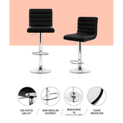 Artiss Set of 2 Pu Leather Bar Stools Kitchen Chair Gas Lift Swivel Bar Stool