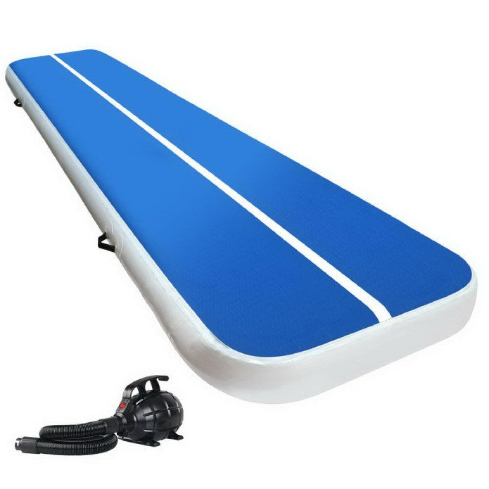 Everfit Inflatable Air Track Mat 20cm Thick With Pump Tumbling Gymnastics Blue