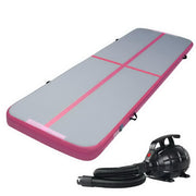 Everfit Gofun Inflatable Air Track Mat With Pump Tumbling Gymnastics Pink
