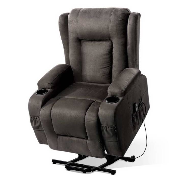 Artiss Electric Recliner Chair Lift Heated Massage Chairs Fabric Lounge Sofa Grey
