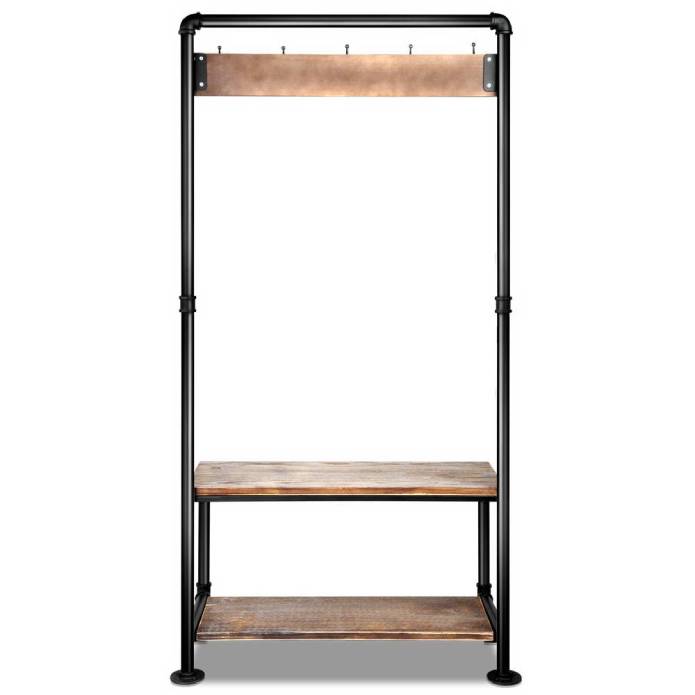 Artiss Rustic Hook Coat Shoe Rack Hanger Stand Clothes Vintage Wooden Pipe Shelf