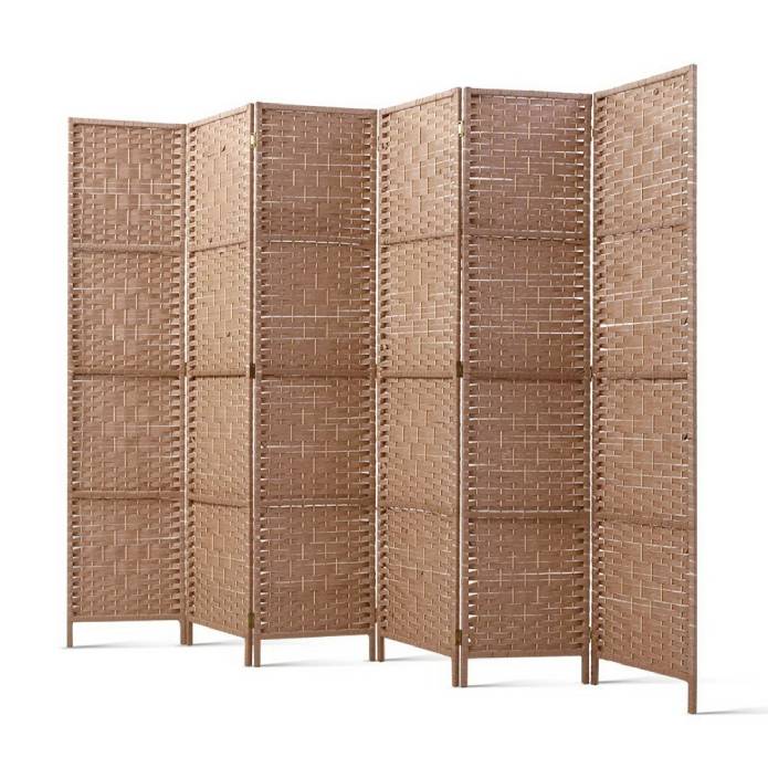 Artiss 6 Panel Room Divider Screen Privacy Rattan Timber Foldable Dividers Stand Hand Woven Natural