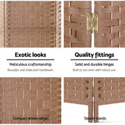 Artiss 6 Panel Room Divider Screen Privacy Rattan Timber Foldable Dividers Stand Hand Woven