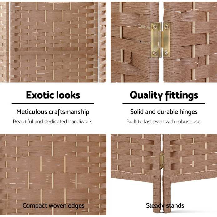 Artiss 6 Panel Room Divider Screen Privacy Rattan Timber Foldable Dividers Stand Hand Woven