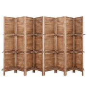 Artiss Room Divider Screen 8 Panel Privacy Dividers Shelf Wooden Timber Stand Brown