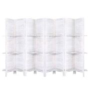 Artiss Room Divider Screen 8 Panel Privacy Dividers Shelf Wooden Timber Stand White