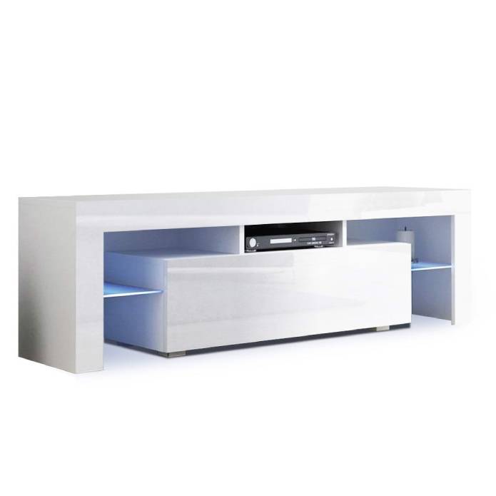 Artiss 130cm RGB LED TV Stand Cabinet Entertainment Unit Gloss Furniture Drawer Tempered Glass Shelf White