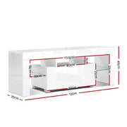 Artiss 130cm RGB LED TV Stand Cabinet Entertainment Unit Gloss Furniture Drawer Tempered Glass Shelf White