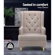 Artiss Rocking Armchair Feedining Chair Fabric Armchairs Lounge Recliner Beige