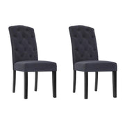 Artiss 2x Dining Chairs French Provincial Kitchen Cafe Fabric Padded High Back Pine Wood Dark Grey