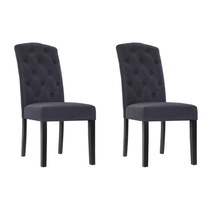 Artiss 2x Dining Chairs French Provincial Kitchen Cafe Fabric Padded High Back Pine Wood Dark Grey