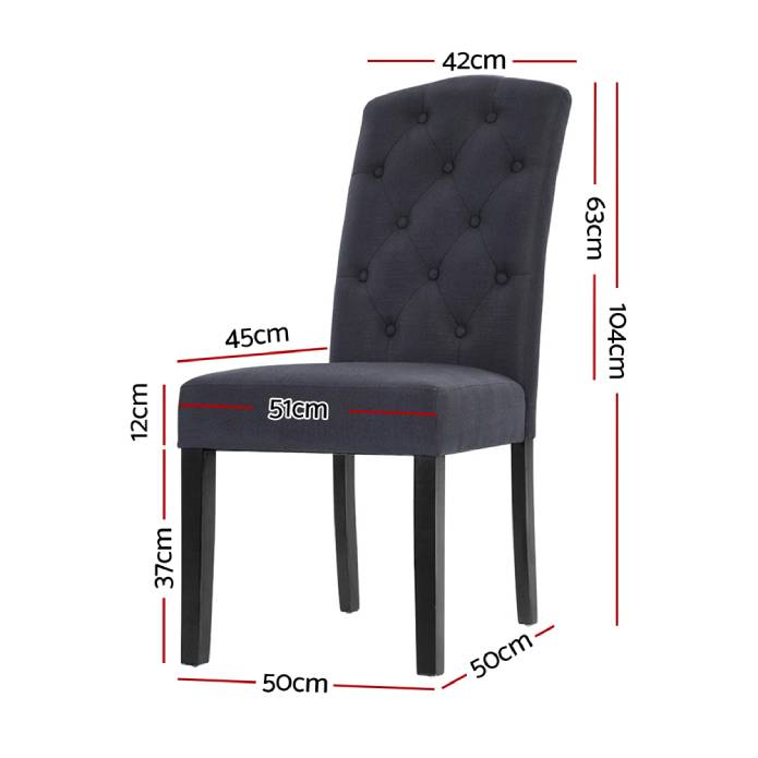 Artiss 2x Dining Chairs French Provincial Kitchen Cafe Fabric Padded High Back Pine Wood