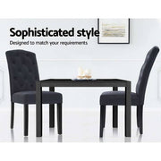 Artiss 2x Dining Chairs French Provincial Kitchen Cafe Fabric Padded High Back Pine Wood