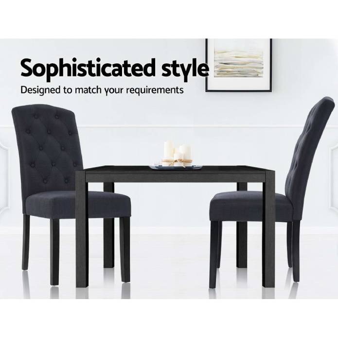 Artiss 2x Dining Chairs French Provincial Kitchen Cafe Fabric Padded High Back Pine Wood