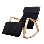 Artiss Fabric Rocking Armchair with Adjustable Footrest - Black