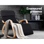 Artiss Fabric Rocking Armchair with Adjustable Footrest - Black