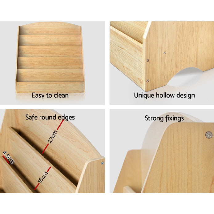 Keezi 5 Tiers Kids Bookshelf Magazine Shelf Rack Organiser Bookcase Display