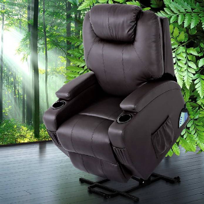Artiss Electric Recliner Lift Chair Massage Armchair Heating PU Leather Brown