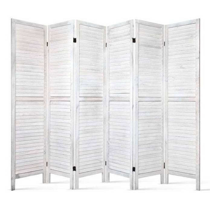 Artiss 6 Panel Room Divider Privacy Screen Foldable Wood Stand WHITE