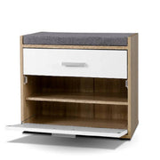 Artiss Shoe Cabinet Bench Shoes Storage Organiser Rack Fabric Seat Wooden Cupboard Up to 8 pairs
