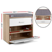 Artiss Shoe Cabinet Bench Shoes Storage Organiser Rack Fabric Seat Wooden Cupboard Up to 8 pairs